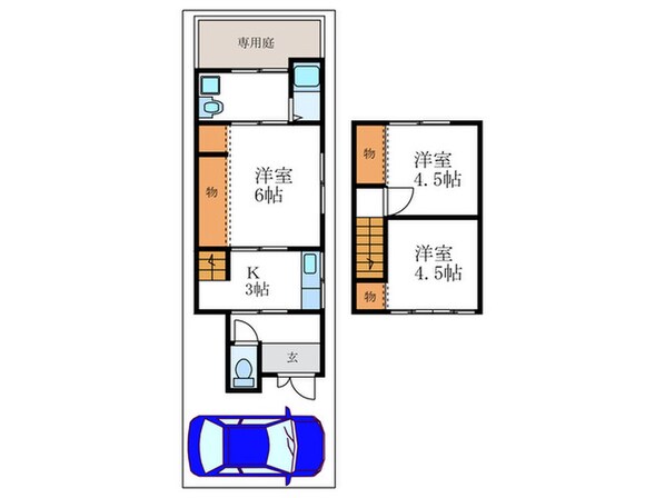 桂上豆田町貸家1の物件間取画像